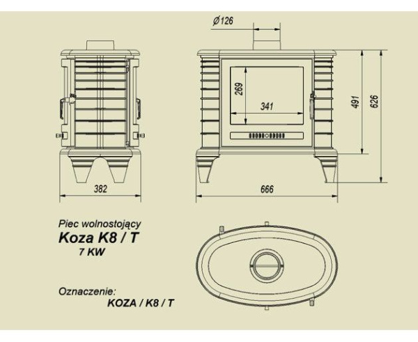 Печь Kratki Koza K8/T Печь Kratki Koza K8/T