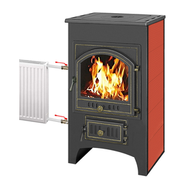 Печь-Камин ВЕЗУВИЙ ПК-01 (205) с плитой и т/о красный