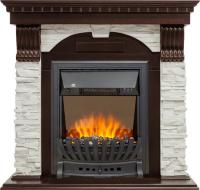 Каминокомплект Dublin - Темный дуб / Сланец белый с очагом Aspen Black Каминокомплект Dublin - Темный дуб / Сланец белый с очагом Aspen Black