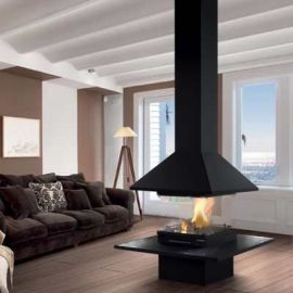 Камин Traforart VULCANO CENTRAL без стекла полка-сталь чёрный Камин Traforart VULCANO CENTRAL без стекла полка-сталь чёрный