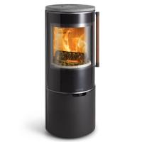 Печь-камин Keddy K900, низкая, SOAPSTONE, кожаная ручка, хромированная окантовка стекла