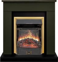 Каминокомплект Bergen (Разборный) - Темная олива (Ширина 900 мм) с очагом Majestic FX Brass