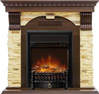 Каминокомплект Dublin - Темный дуб / Сланец с очагом Fobos FX M Black RC