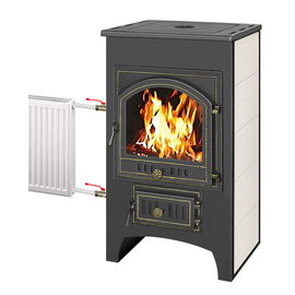 Печь-Камин ВЕЗУВИЙ ПК-01 (205) с плитой и т/о бежевая
