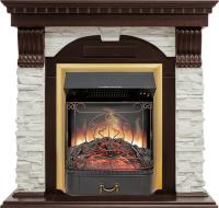 Каминокомплект Dublin - Темный дуб / Сланец белый с очагом Majestic FX Brass Каминокомплект Dublin - Темный дуб / Сланец белый с очагом Majestic FX Brass