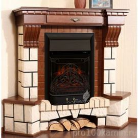 Камин InterFlame Exter (Экстер) светлый дуб с MAJESTIC GLS BL угловой