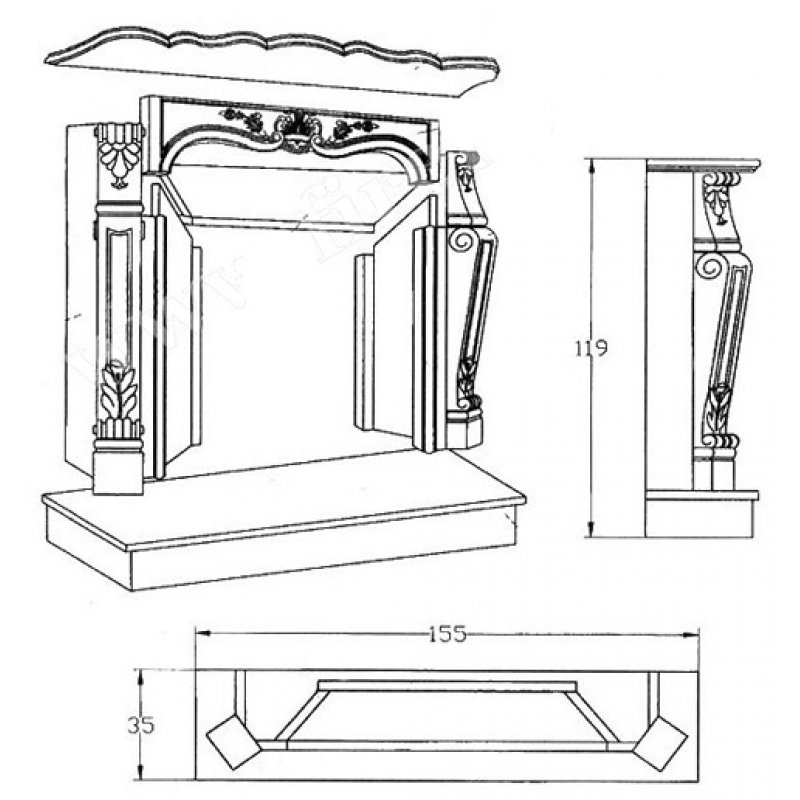 Изготовление и монтаж облицовки камина из мрамора, искусственного камня и изразцов