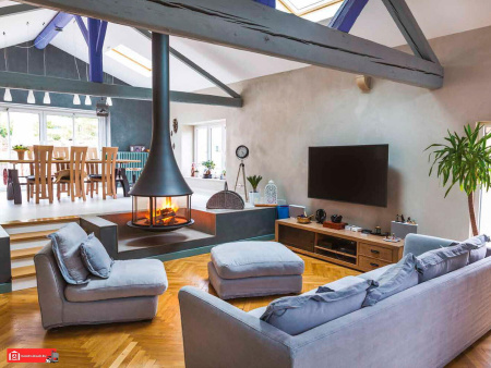 Камин Bordelet ZELIA 908 центральный со стеклом подвесной