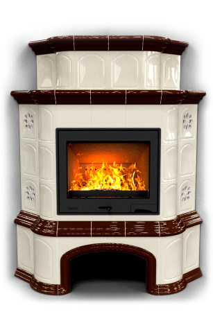 Печь камин КимрПечь Прованс с дровником Угловой двухъярусный Шоколад с топкой Ладья 600