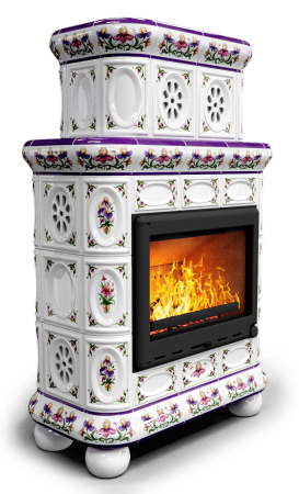 Печь-камин КимрПечъ Медальон Центральный Двухъярусный - Ирисы