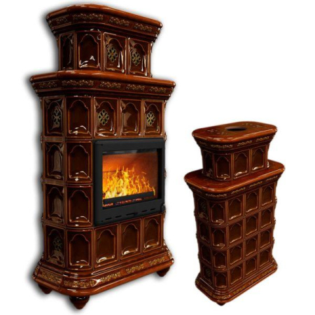 Печь-камин КимрПечъ Истра Центральный Двухъярусный - Каштан