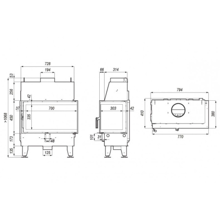 Топка DEFRO HOME IMPULS ME BL 10 кВт 770/450/380мм угловое стекло слева