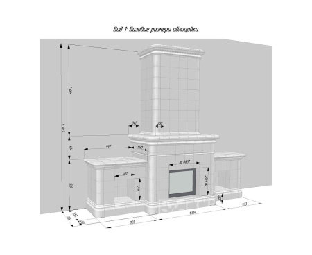 Камин Ceramica Модерн с банкетками