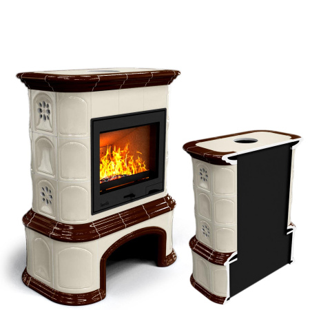 Печь камин КимрПечь Прованс с дровником Пристенный Шоколад с топкой Ладья 600 Печь камин КимрПечь Прованс с дровником Пристенный Шоколад с топкой Ладья 600