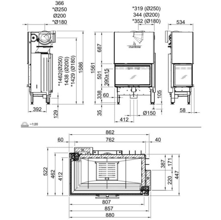Топка SPARTHERM Varia 2L-80h светлый шамот