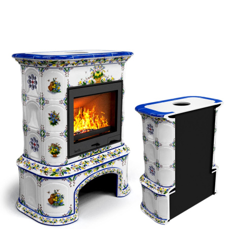 Печь камин КимрПечь Прованс с дровником Пристенный Луг с топкой Ладья 600