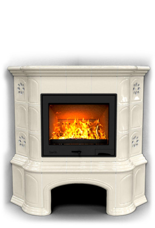 Печь камин КимрПечь Прованс с дровником Угловой Ваниль с топкой Ладья 600