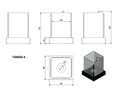 Биокамин Kratki TANGO 4 белый TUV