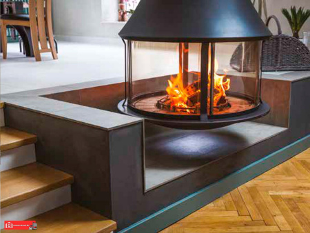 Камин Bordelet ZELIA 908 центральный со стеклом подвесной