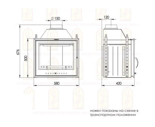 Камин Мета Муза 600 с топкой Эльба 609