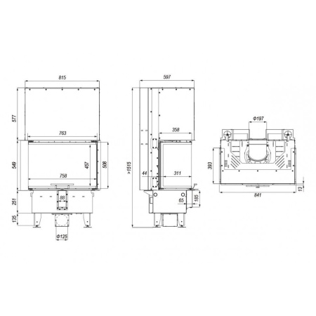 Топка DEFRO HOME INTRA SM C G 10 кВт 841/549/393мм трехсторонний гильотина
