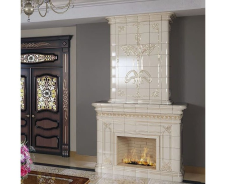 Камин Ceramica Модерн с росписью золотом