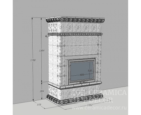 Камин Ceramica Птицы Сине-голубой