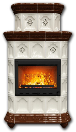 Печь камин КимрПечь Истра Центральный Двухъярусный Шоколад с топкой Ладья 600