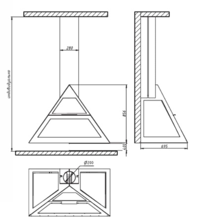 Камин подвесной пристенный AVES 30 МОДЕНА