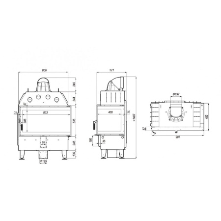 Топка DEFRO HOME INTRA ME BL 13 кВт 907/535/482мм угловое стекло слева
