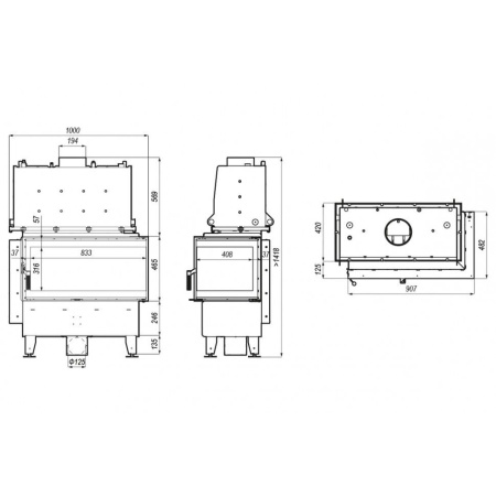 Топка DEFRO HOME RIVA ME BP SHORT 19 кВт 907/465/482мм с водяным контуром