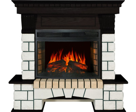 Каминокомплект Pierre Luxe - Белый / Венге с очагом Dioramic 25 LED FX