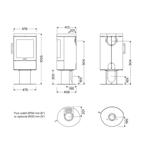 Печь HWAM 3110c на пьедестале Печь HWAM 3110c на пьедестале