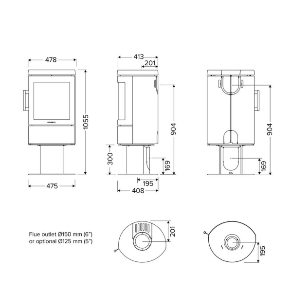 Печь HWAM 3110c на пьедестале