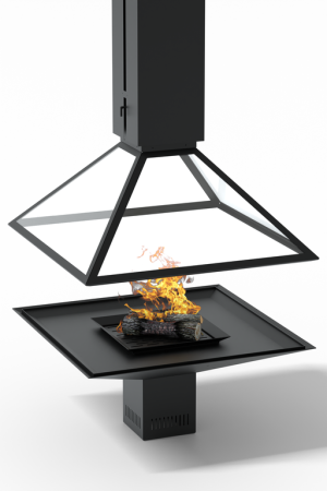 Камин центральный с подъемным колпаком