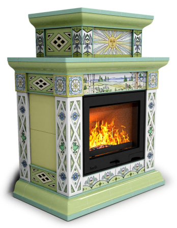 Печь камин КимрПечь Билибин Пристенный Двухъярусный Весна