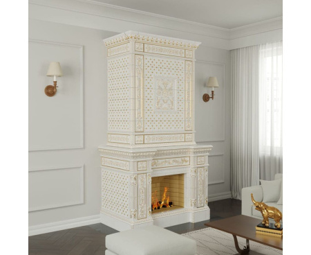 Камин Ceramica Альбион с росписью золотом