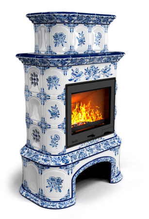 Печь камин КимрПечь Прованс с дровником Центральный Двухъярусный Дельфт с топкой Ладья 600