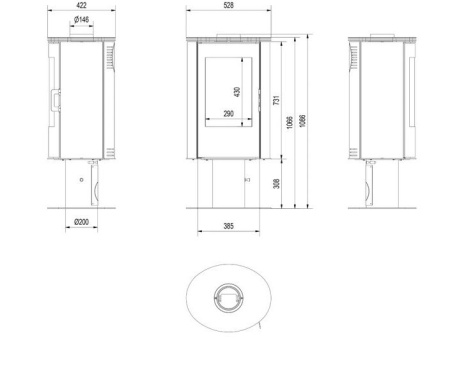 Печь Kratki KOZA AB/S/N/KAFEL кафель красный