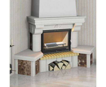 Камин Мета Элегия (имперадор) 800 угловой с топкой Эльба 800Ш