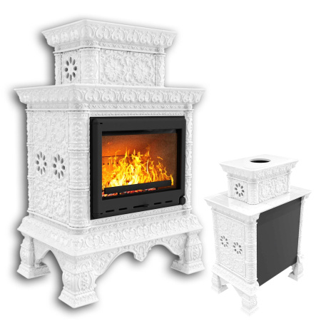 Печь камин КимрПечь Кострома Пристенный Двухъярусный Белый