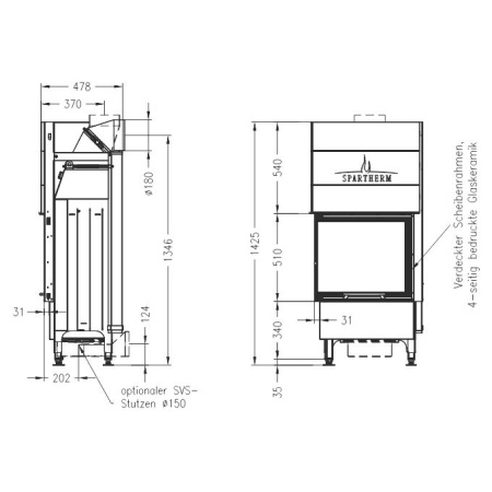 Топка SPARTHERM Varia 2L-55h светлый шамот