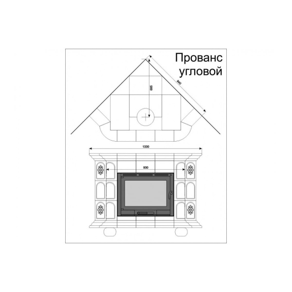 Печь камин КимрПечь Прованс Угловой Шоколад с топкой Ладья 600