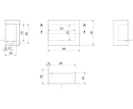Биокамин Kratki DELTA/L/600 угловая TUV