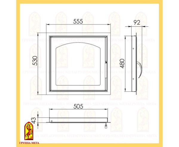 Печная дверь ДК555-1А сталь термостойкое стекло Печная дверь ДК555-1А сталь термостойкое стекло