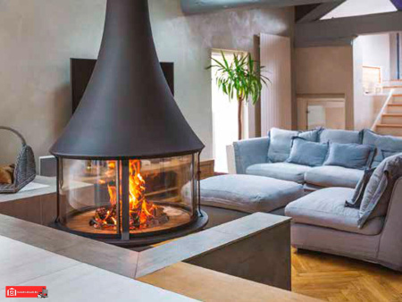 Камин Bordelet ZELIA 908 центральный со стеклом подвесной