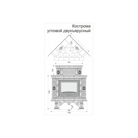 Печь камин КимрПечь Кострома Угловой Двухъярусный Декабрь Печь камин КимрПечь Кострома Угловой Двухъярусный Декабрь