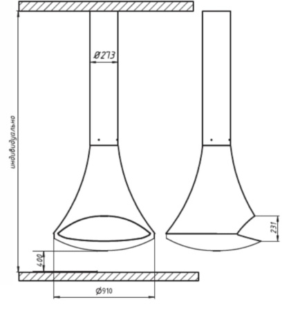 Камин подвесной AVES 26 КОМО