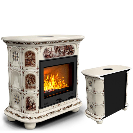 Печь камин КимрПечь Прованс Пристенный Звери с топкой Ладья 600