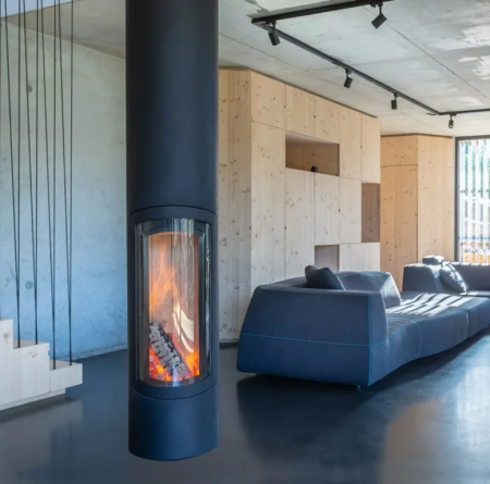 Камин подвесной с одним стеклом